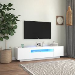 TV omarica z LED lučkami bela 160x35x40 cm