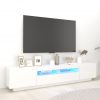 TV omarica z LED lučkami bela 200x35x40 cm