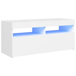 TV omarica z LED lučkami bela 90x35x40 cm