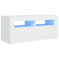 TV omarica z LED lučkami bela 90x35x40 cm