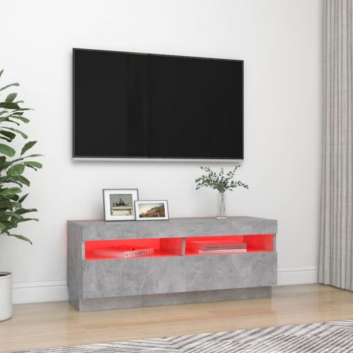 TV omarica z LED lučkami betonsko siva 100x35x40 cm