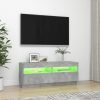 TV omarica z LED lučkami betonsko siva 100x35x40 cm