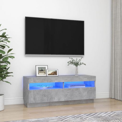 TV omarica z LED lučkami betonsko siva 100x35x40 cm