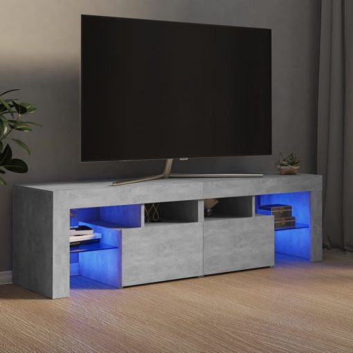 TV omarica z LED lučkami betonsko siva 140x35x40 cm