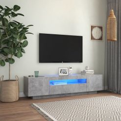 TV omarica z LED lučkami betonsko siva 160x35x40 cm