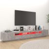 TV omarica z LED lučkami betonsko siva 260x35x40 cm