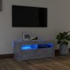 TV omarica z LED lučkami betonsko siva 90x35x40 cm