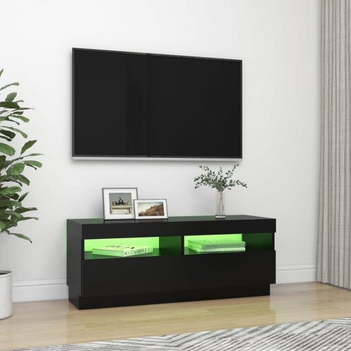 TV omarica z LED lučkami črna 100x35x40 cm