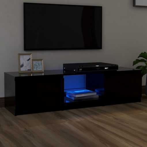 TV omarica z LED lučkami črna 140x40x35