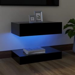 TV omarica z LED lučkami črna 60x35 cm