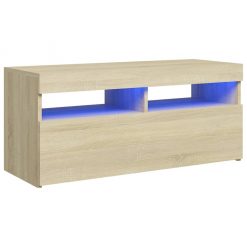 TV omarica z LED lučkami sonoma hrast 90x35x40 cm