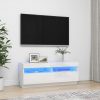 TV omarica z LED lučkami visok sijaj bela 100x35x40 cm