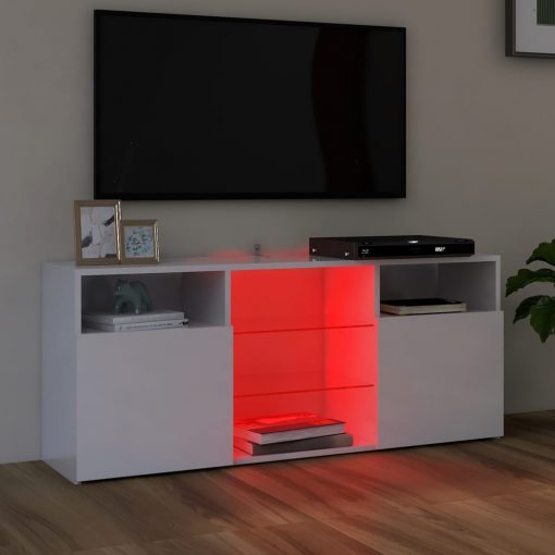 TV omarica z LED lučkami visok sijaj bela 120x30x50 cm