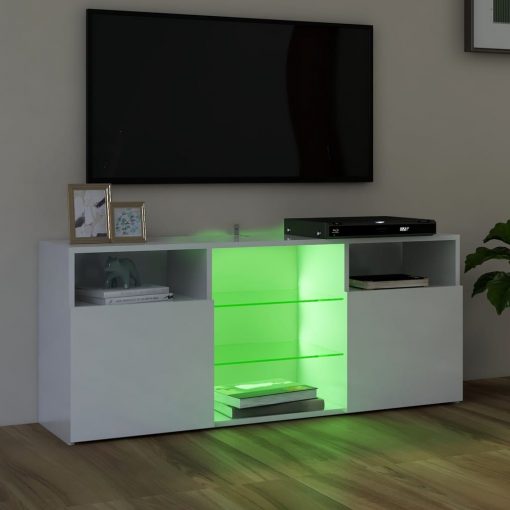 TV omarica z LED lučkami visok sijaj bela 120x30x50 cm