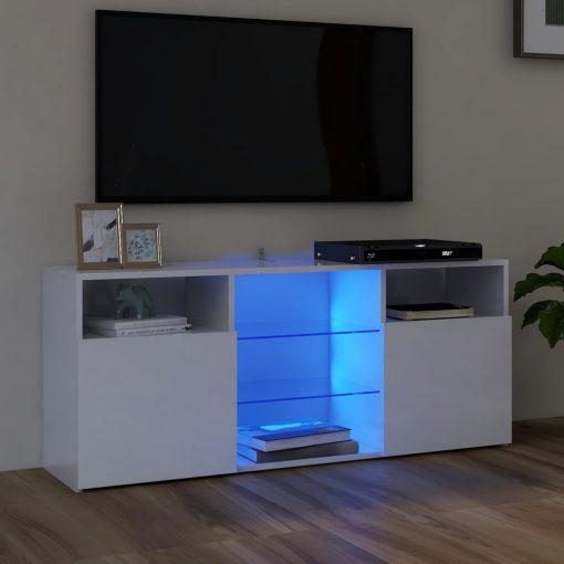 TV omarica z LED lučkami visok sijaj bela 120x30x50 cm