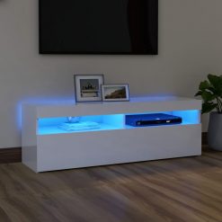 TV omarica z LED lučkami visok sijaj bela 120x35x40 cm