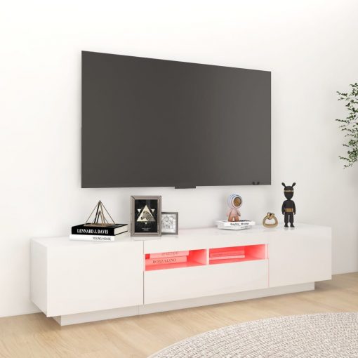 TV omarica z LED lučkami visok sijaj bela 180x35x40 cm