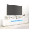 TV omarica z LED lučkami visok sijaj bela 200x35x40 cm