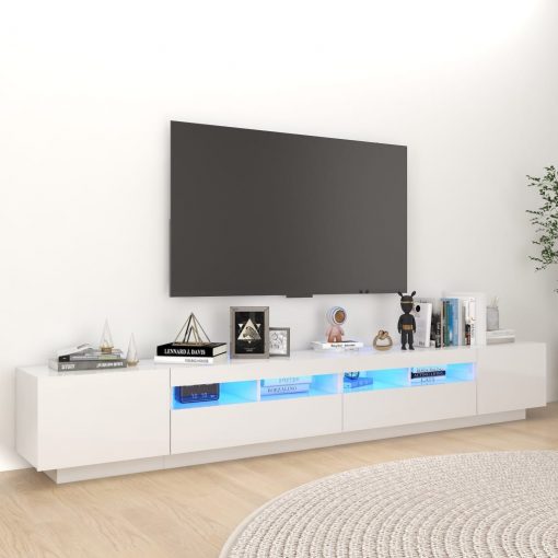 TV omarica z LED lučkami visok sijaj bela 260x35x40 cm