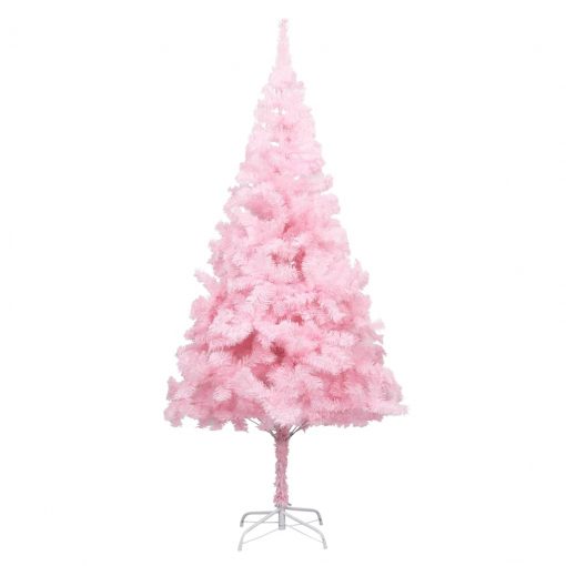 Umetna novoletna jelka LED s stojalom roza 210 cm PVC