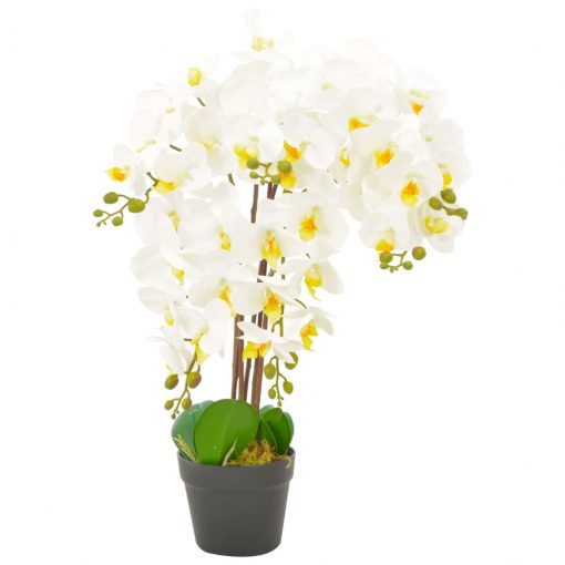 Umetna rastlina orhideja z loncem bela 60 cm