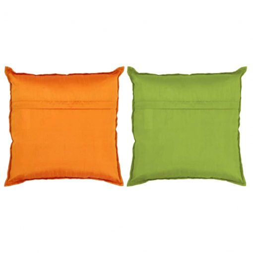 Večbarvne blazine 2 kosa ročna izdelava 45x45 cm oranžne/zelene