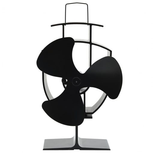 Ventilator za kamin na toploto s 3 krili črn