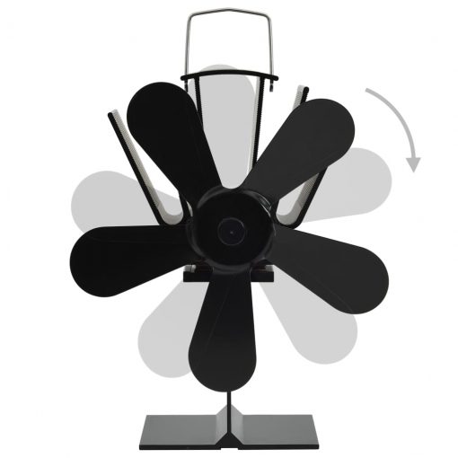 Ventilator za kamin na toploto s 5 krili črn
