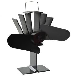 Ventilator za kamin na toploto z 2 kriloma črn