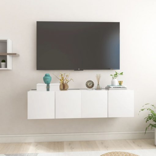 Viseča TV omarica 2 kosa bela 60x30x30 cm