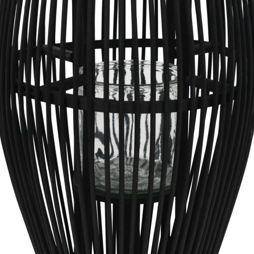 Viseča laterna za svečo iz bambusa črna 60 cm