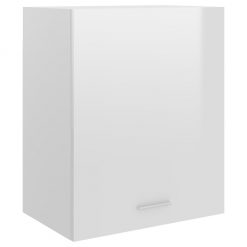 Viseča omarica visok sijaj bela 50x31x60 cm iverna plošča