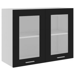 Viseča steklena omarica črna 80x31x60 cm iverna plošča