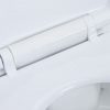 Visoka WC školjka brez roba počasno zapiranje 7 cm višja bela