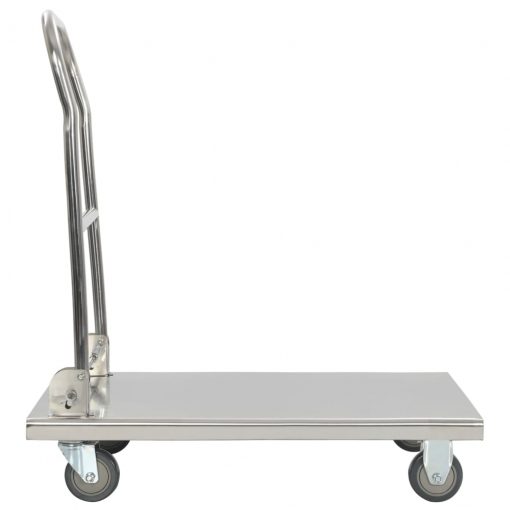 Voziček s platformo srebrn 82x53x86 cm nerjaveče jeklo