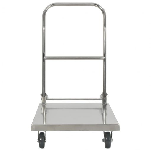 Voziček s platformo srebrn 82x53x86 cm nerjaveče jeklo