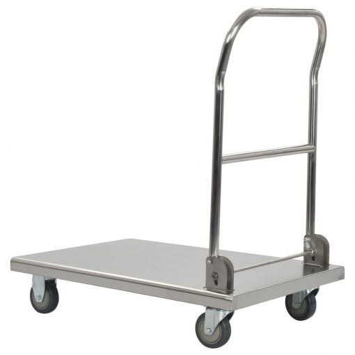 Voziček s platformo srebrn 82x53x86 cm nerjaveče jeklo