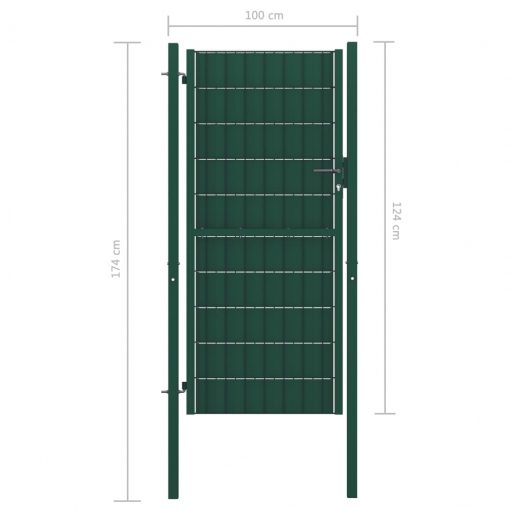 Vrata za ograjo PVC in jeklo 100x124 cm zelena