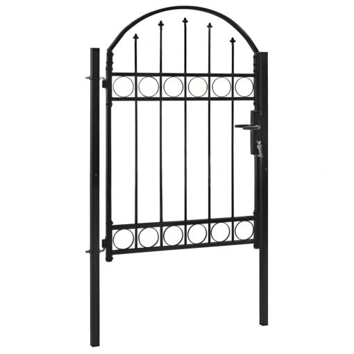 Vrata za ograjo zaobljena jeklo 100x125 cm črna