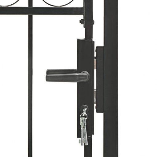 Vrata za ograjo zaobljena jeklo 100x125 cm črna