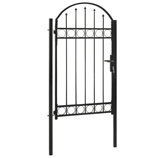 Vrata za ograjo zaobljena jeklo 100x175 cm črna