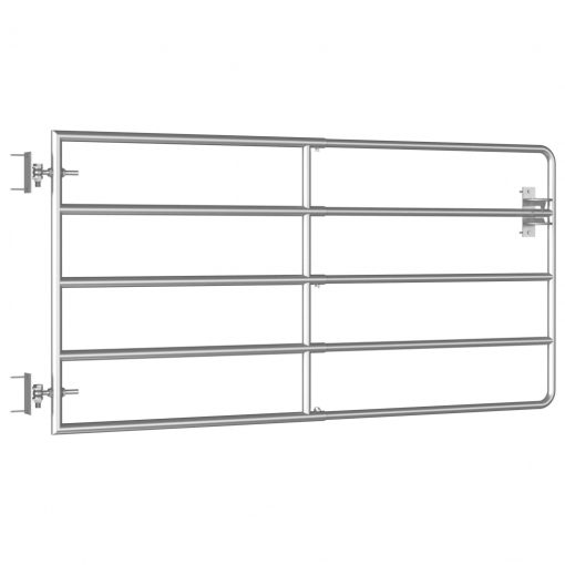 Vrata za pašno ograjo s 5 prečkami (95-170)x90 cm srebrna