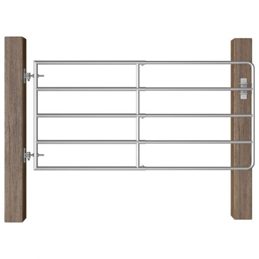 Vrata za pašno ograjo s 5 prečkami (95-170)x90 cm srebrna