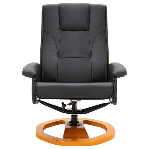 Vrtljiv TV fotelj s stolčkom za noge umetno usnje črn