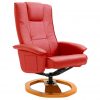 Vrtljiv TV fotelj s stolčkom za noge umetno usnje rdeč