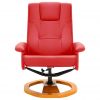 Vrtljiv TV fotelj s stolčkom za noge umetno usnje rdeč