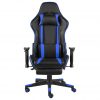 Vrtljiv gaming stol z naslonjalom za noge moder PVC
