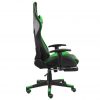 Vrtljiv gaming stol z naslonjalom za noge zelen PVC