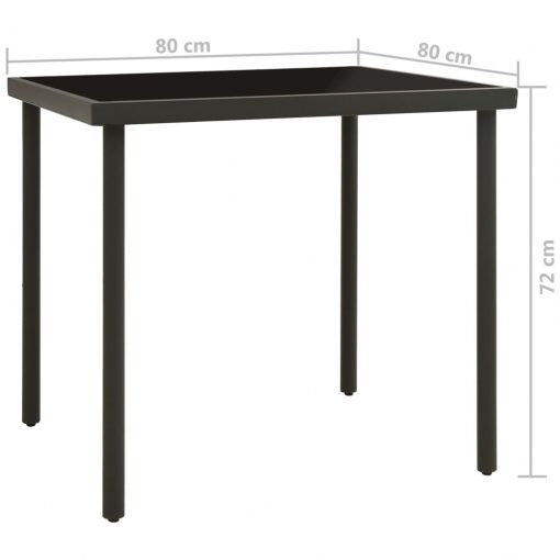 Vrtna jedilna miza antracitna 80x80x72 cm steklo in jeklo