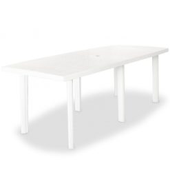 Vrtna miza bela 210x96x72 cm plastika
